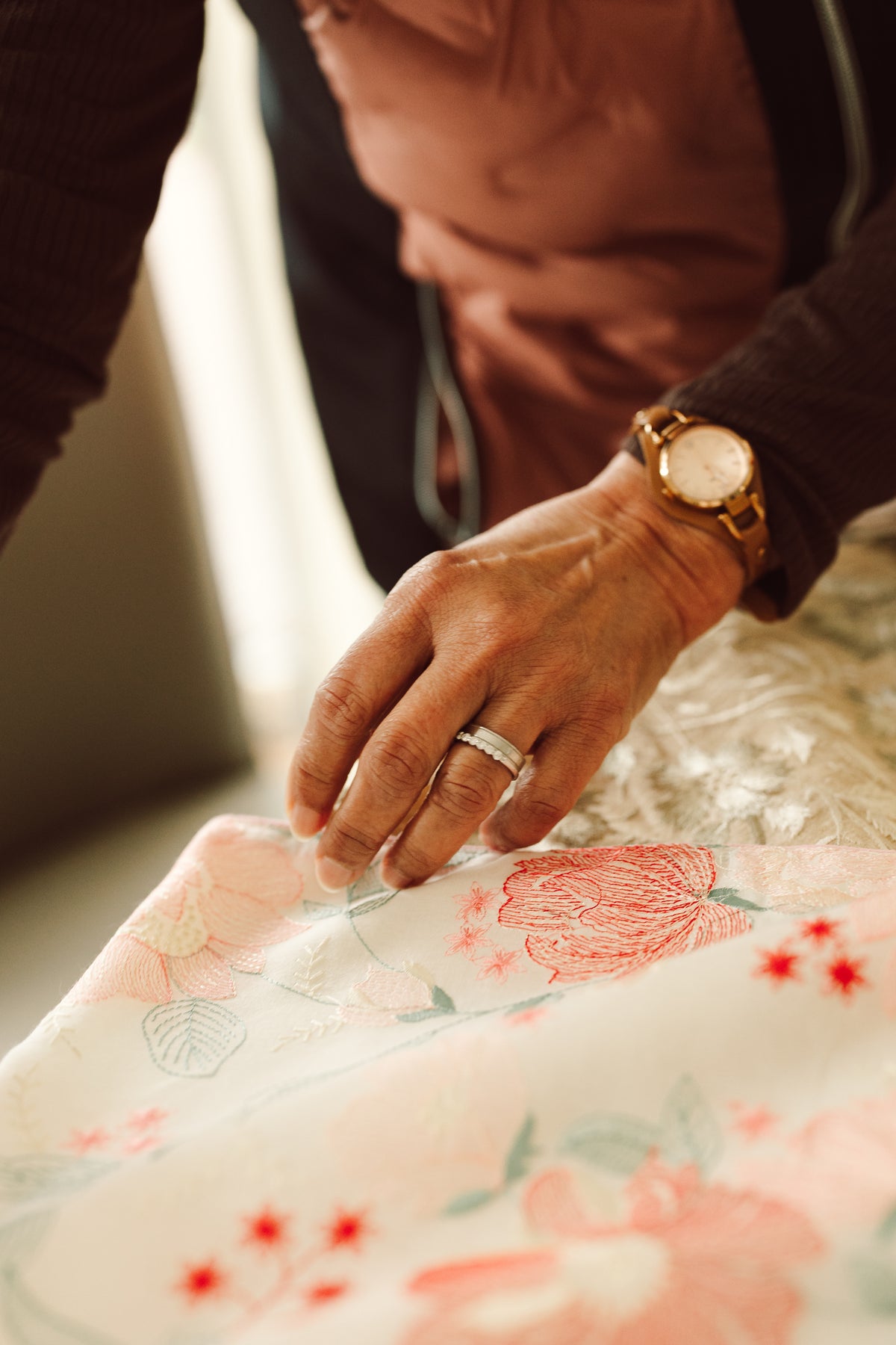 Embroidered Rose Table runner