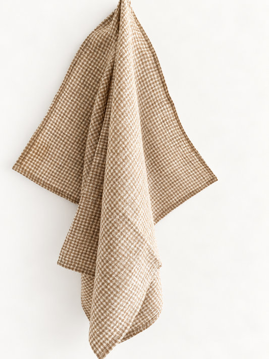 Beige Houndstooth Tea Towel