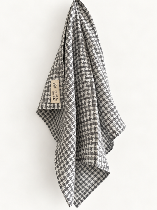 Soft Grey Houndstooth Tea Towel