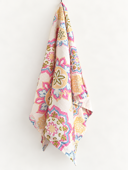 Pastel Bloom tea towel