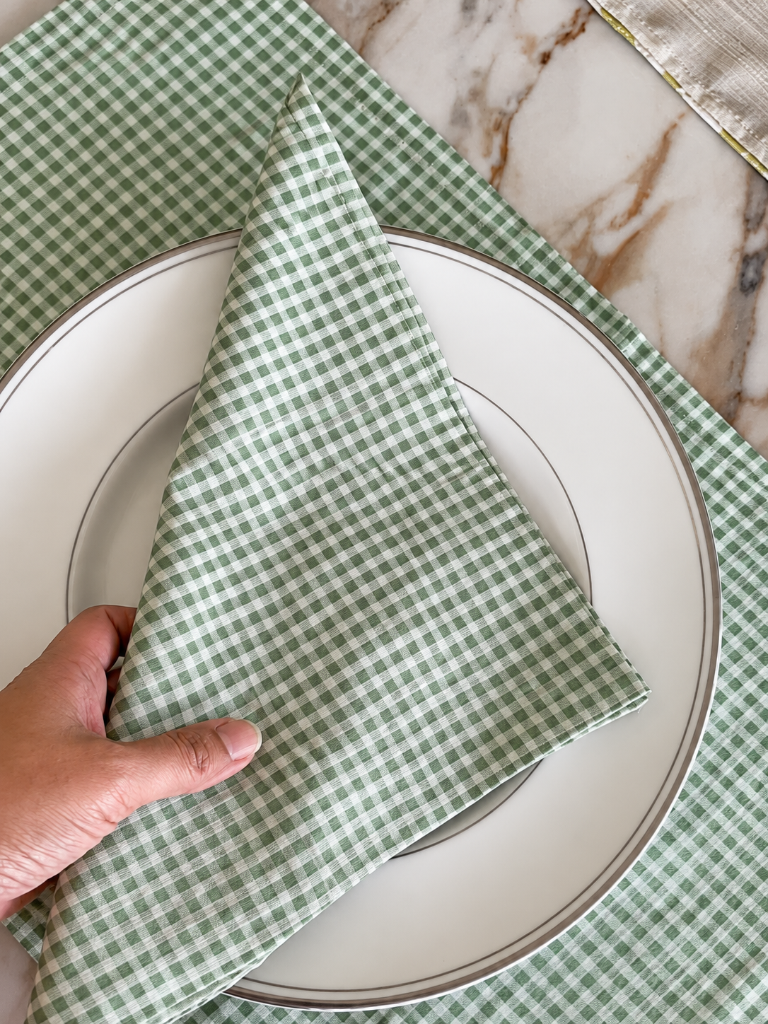 Sage Gingham Cloth Napkins