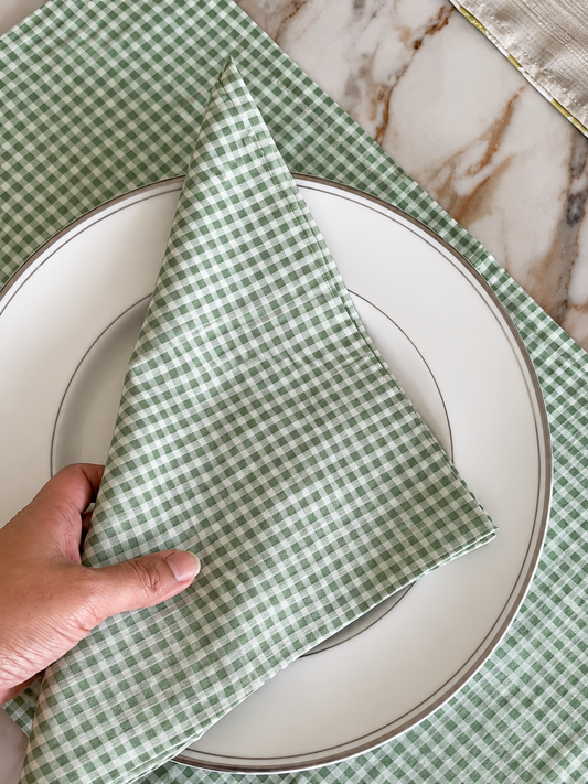 Sage Gingham Cloth Napkins