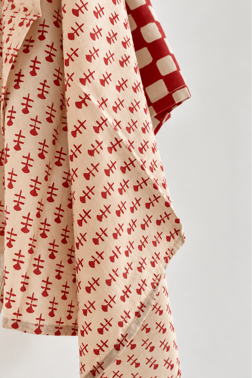 Scarlet Grid printed cloth napkin